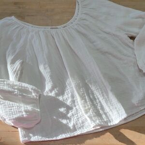 Aritzia Wilfred Free White Crinkle Cotton Shirt Size XS